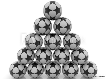 Picture of Pyramid of soccer balls with black stars